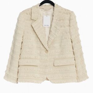 & Other Stories Cream Fringe Blazer Size S